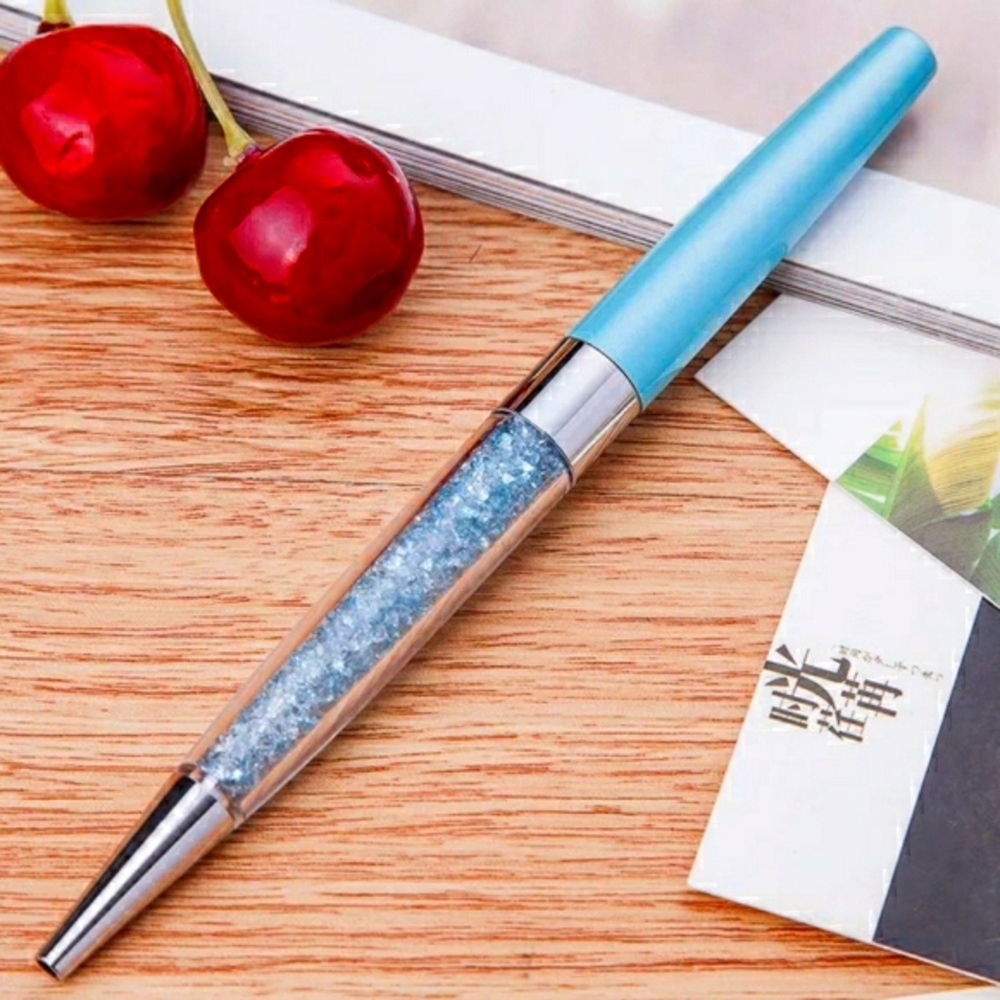 Aquamarine Blue Crystal Ballpoint Pen with Black Ink